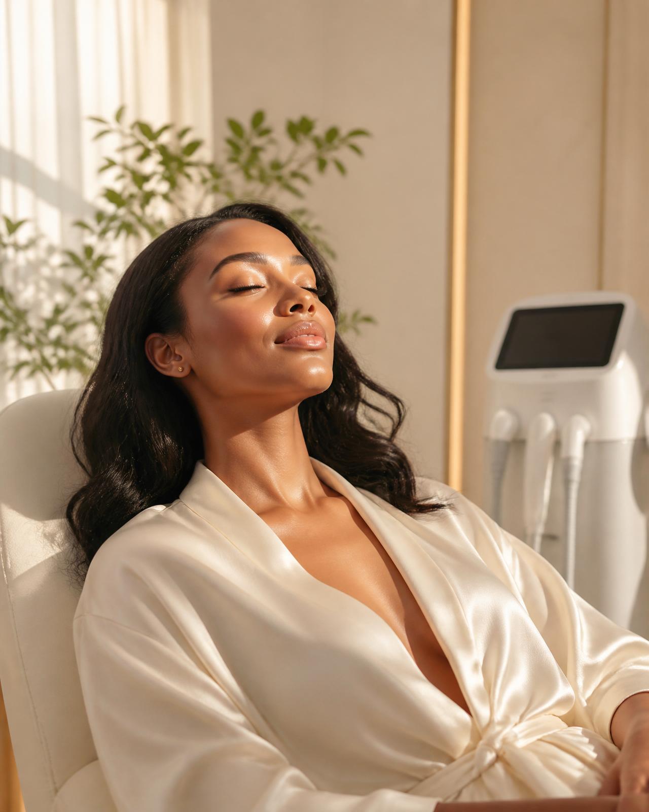 Client relaxing during a treatment at Magic Body studio
